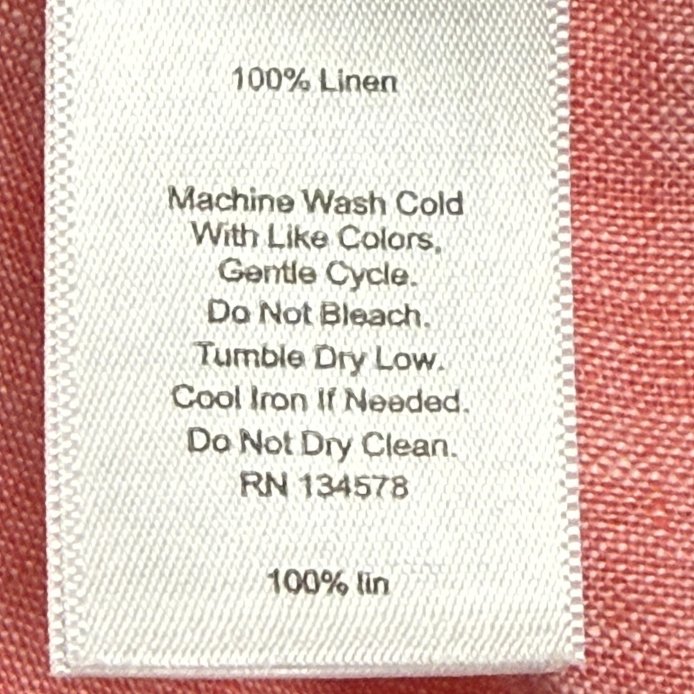 Vineyard Vines Shirt Mens XL Pink Linen Button Down Long Sleeve‎ Whale Pocket - Picture 8 of 9